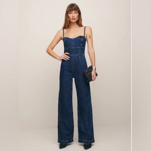 Reformation Daphne Wide Leg Denim Jumpsuit Size 4